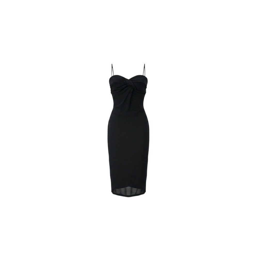 Bozzolo Midi Dress Womens Medium Black New Sweetheart Knot Bodycon Mesh Hem